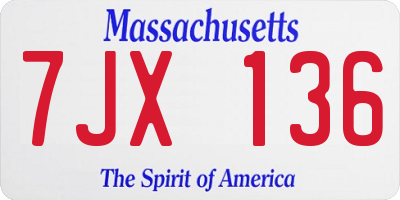 MA license plate 7JX136