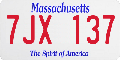 MA license plate 7JX137