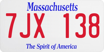 MA license plate 7JX138