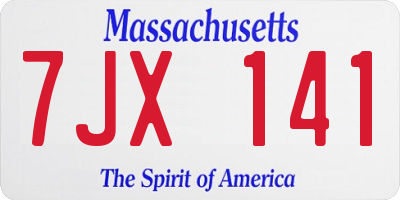 MA license plate 7JX141