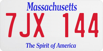 MA license plate 7JX144