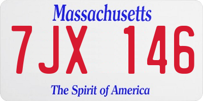 MA license plate 7JX146