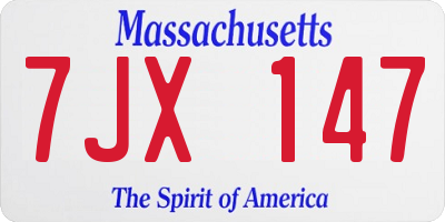 MA license plate 7JX147