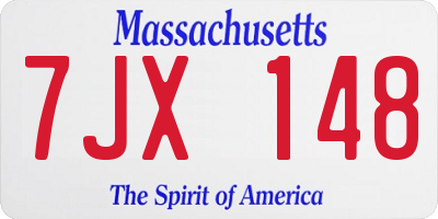 MA license plate 7JX148