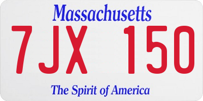 MA license plate 7JX150
