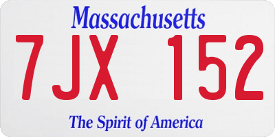 MA license plate 7JX152