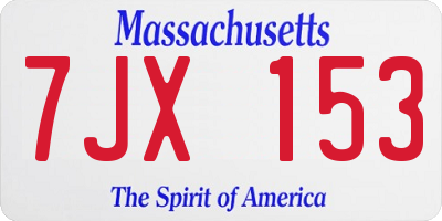 MA license plate 7JX153