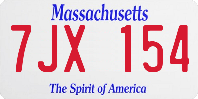 MA license plate 7JX154
