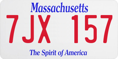 MA license plate 7JX157