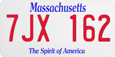 MA license plate 7JX162