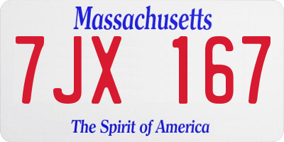 MA license plate 7JX167