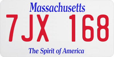 MA license plate 7JX168