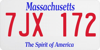 MA license plate 7JX172