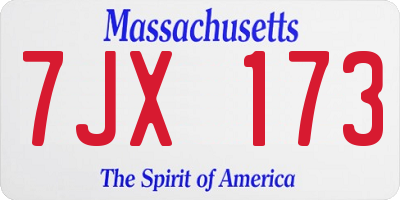 MA license plate 7JX173