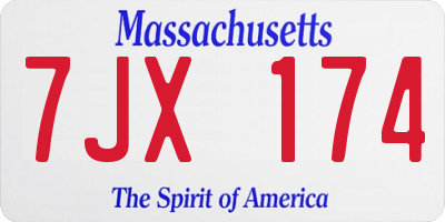 MA license plate 7JX174