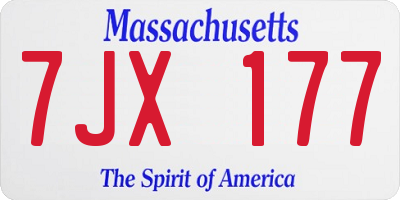 MA license plate 7JX177