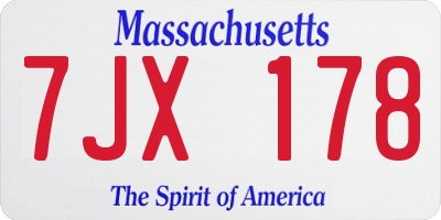 MA license plate 7JX178