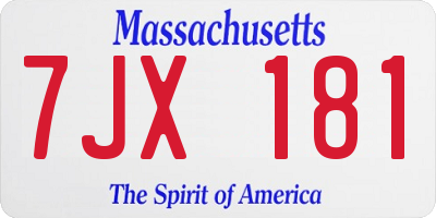 MA license plate 7JX181