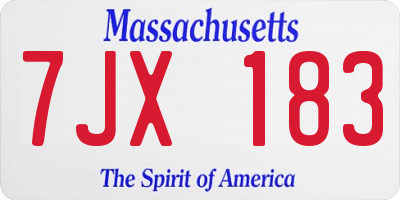 MA license plate 7JX183