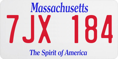MA license plate 7JX184