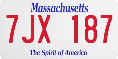 MA license plate 7JX187