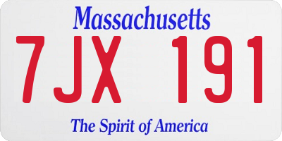 MA license plate 7JX191