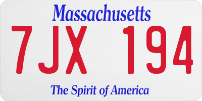 MA license plate 7JX194