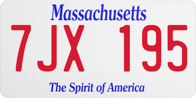 MA license plate 7JX195
