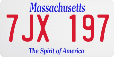 MA license plate 7JX197