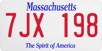 MA license plate 7JX198