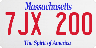 MA license plate 7JX200