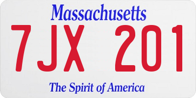 MA license plate 7JX201
