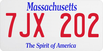 MA license plate 7JX202
