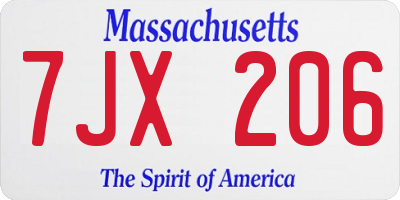 MA license plate 7JX206