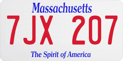 MA license plate 7JX207