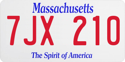 MA license plate 7JX210