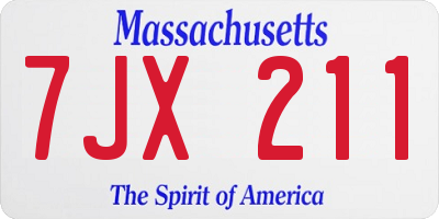 MA license plate 7JX211