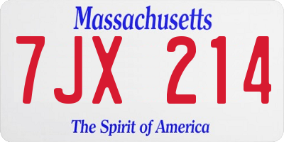 MA license plate 7JX214