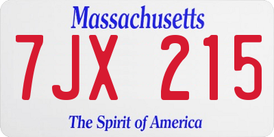 MA license plate 7JX215