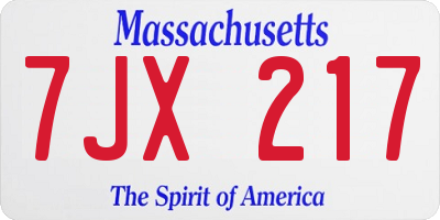 MA license plate 7JX217
