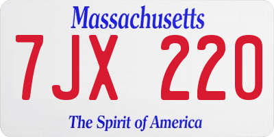 MA license plate 7JX220