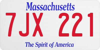 MA license plate 7JX221