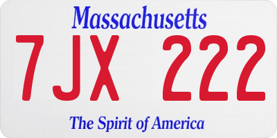 MA license plate 7JX222