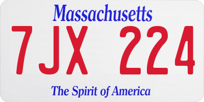 MA license plate 7JX224