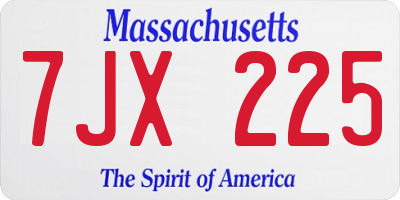 MA license plate 7JX225