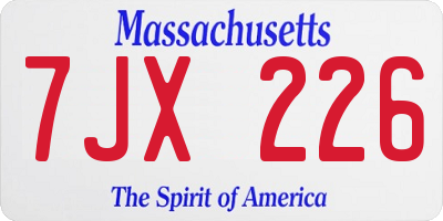 MA license plate 7JX226