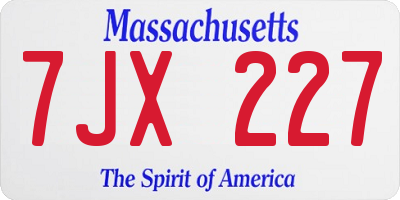 MA license plate 7JX227