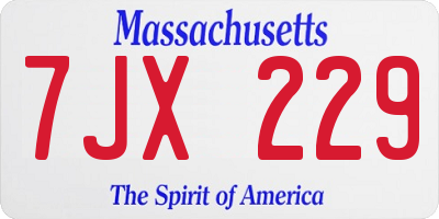 MA license plate 7JX229