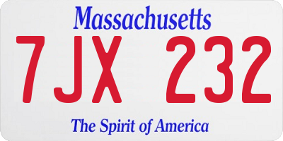 MA license plate 7JX232