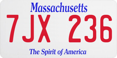 MA license plate 7JX236
